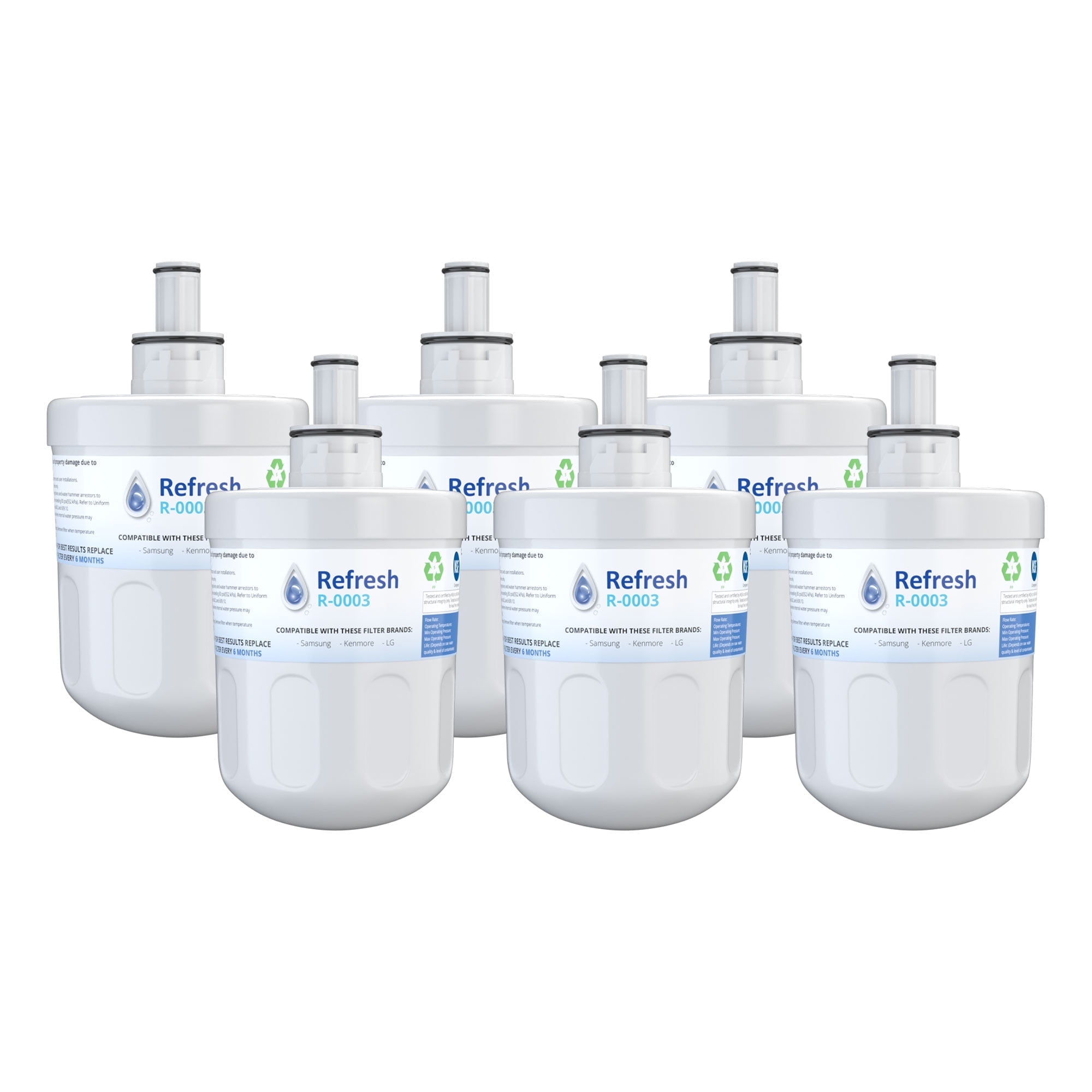 Replacement Water Filter For Samsung DA29-00003G -by Refresh (6 Pack)