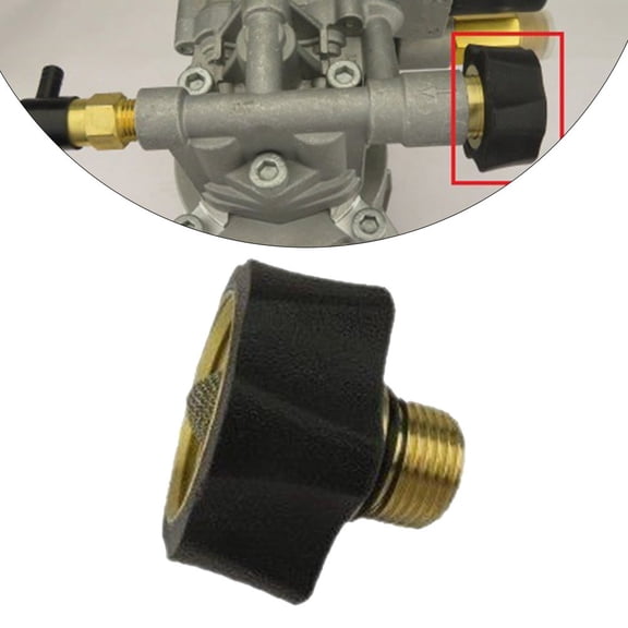 Replacement Water Inlet Connector for Pressure Washer Pumps with Female 3/4 Inch and Male 3/8 Inch Ends, Brass and Anodised aluminum Fitting with O-Ring Seal and Inlet Screen for Leak-Free Connection