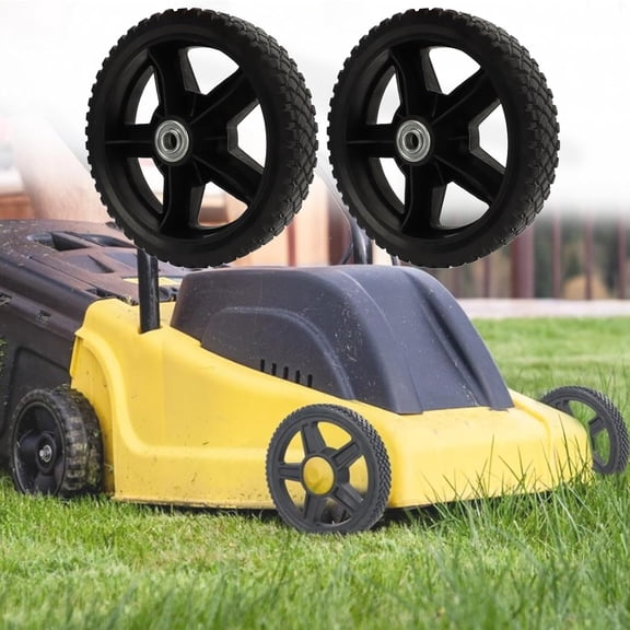 Replacement Wheels, 2 x Diameter 200mm Lawn Mower Drive Wheel, Wear-resistant PU Tyres, Rubber Wheel for Universal Lawn Mower Lawn Tractor Mower Machines (Axle Hole Diameter 12.7 mm)