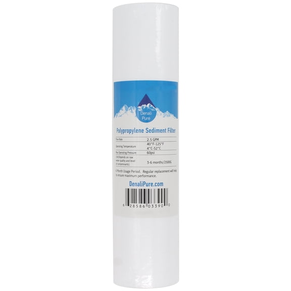Replacement for Whirlpool WHKF-DWH Polypropylene Sediment Filter - Universal 10-inch 5-Micron Cartridge for Whirlpool Standard Filtration System - Denali Pure Brand