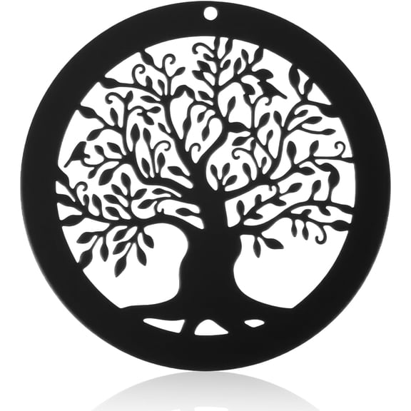 Replacement Wind Catcher, Wind Chime Parts with 16.4FT Nylon Cord Vintage Black Tree Design Sail Replacement Hanging Decoration Ornament