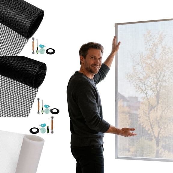 Replacement Window Screen Mesh Roll For Custom Sizing, DIY Screen Netting For Window And Doors, Easy To Cut And Install Home Improvement Mesh Fabric, 1Pack H