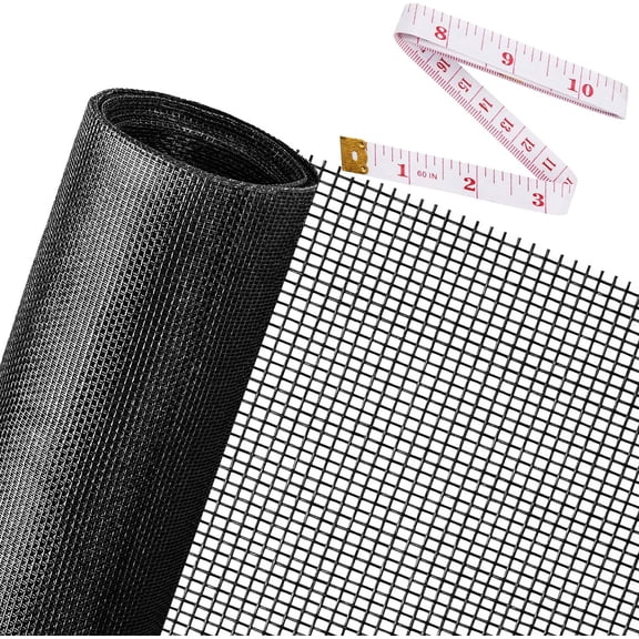 Replacement Window Screens, 48X118 Inch Durable Screen Mesh for Patio Porch Door Windows, DIY Adjustable Fiberglass Repair Kit Sliding Net Roll Pet, Black by