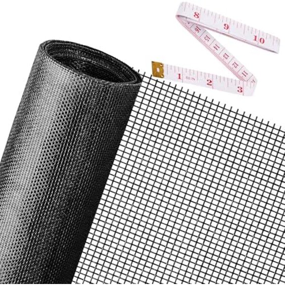 Replacement Window Screens, 48X118 Inch Durable Window Screen Mesh for Patio Porch Door Windows, DIY Adjustable Fiberglass Screen Repair Kit Sliding Net Roll Pet, Black by
