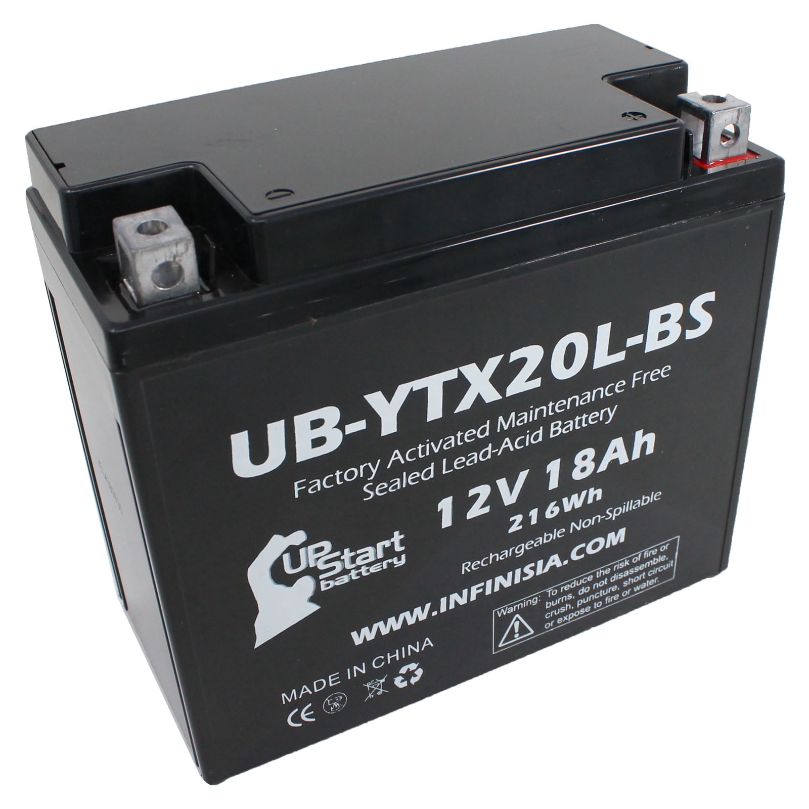 Mighty Max YTX20L-BS Gel Battery - 12V 18AH, 270 CCA, Maintenance Free, Replacement For CTX20L-BS, YB16CLB