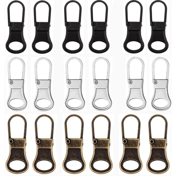 Replacement Zipper Pull,Happon 18 Pack Zipper Pull Replacement Detachable Zipper Pull,Detachable Zipper Pull,Metal Zipper Pull Cord Zipper for Backpack Luggage Suitcase Purse Jackets Jeans Coat