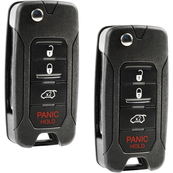 Replacement for 2005-2013 Chrysler Jeep 4-Button Remote Head Flip Key KOBDT04A (Set of 2) Two