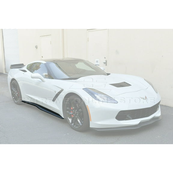Replacement for 2014-2019 Chevrolet Corvette C7 | Z06 Z07 Style ABS Plastic Plastic-Black Side Skirts Rocker Panels Extension Pair