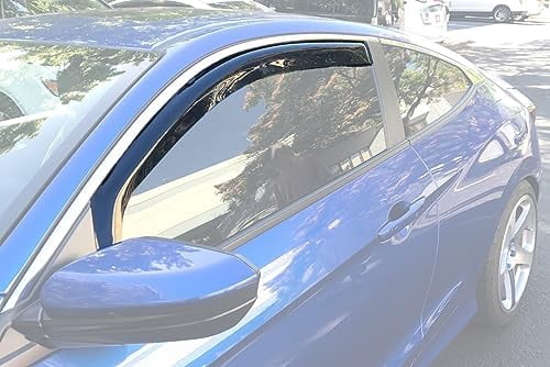 Autodayplus Window Visor Vent Guards For 2016-2019 Honda Civic Sedan – Gloss Black, 4-Piece Set