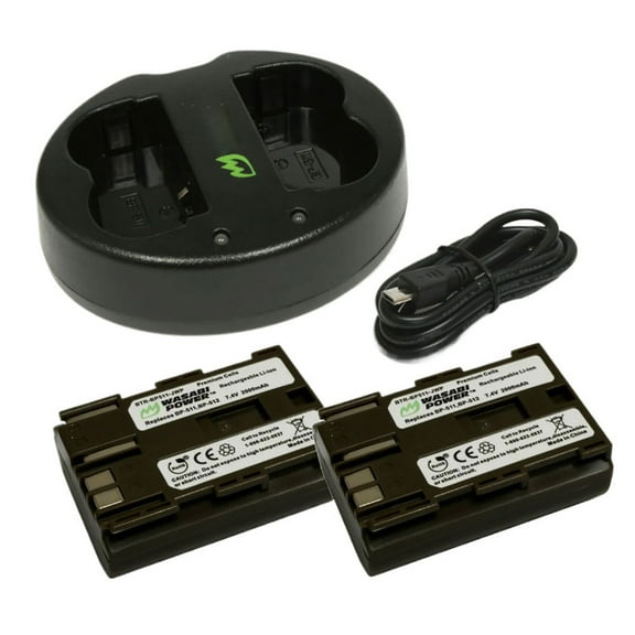 Replacement for Canon BP-511A Battery (2-Pack, 2000mAh) and Dual Charger