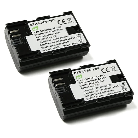 Replacement for Canon Blackmagic Design Pocket Cinema Camera 6K Battery (2-Pack, 2600mAh)