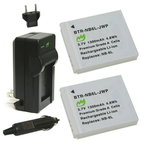 Replacement for Canon CB-2LY Battery (2-Pack, 1300mAh) and Charger
