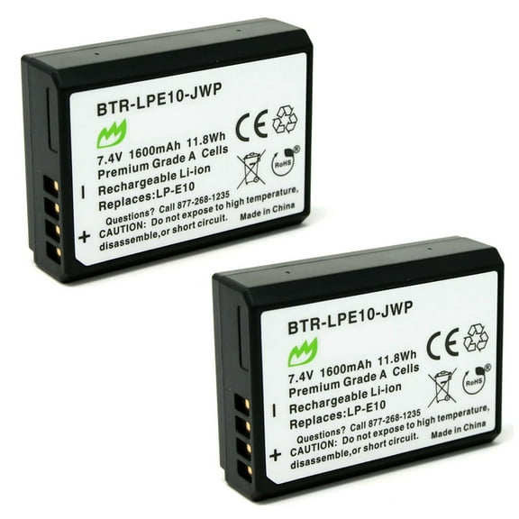 Replacement for Canon EOS 2000D Battery (2-Pack, 1600mAh)