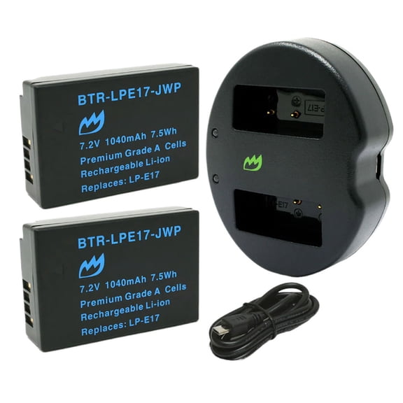 Replacement for Canon EOS 250D Battery (2-Pack, 1040mAh) and Dual Charger