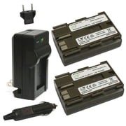 Replacement for Canon EOS 30D Battery 2-Pack, 2000mAh and Charger with Car Adapter