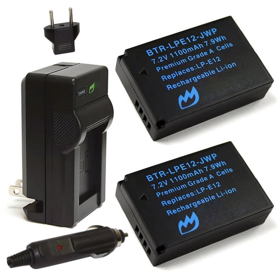 Replacement for Canon EOS Rebel SL1 Battery (2-Pack, 1100mAh) and Charger with Car Adapter