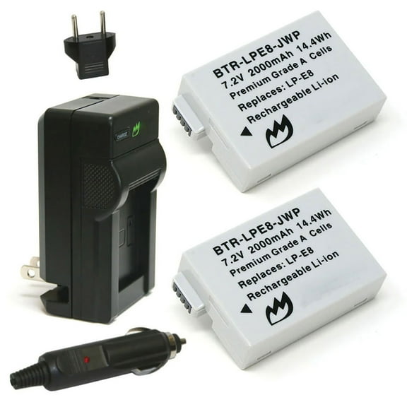 Replacement for Canon EOS Rebel T5i Battery (2-Pack, 2000mAh) and Charger