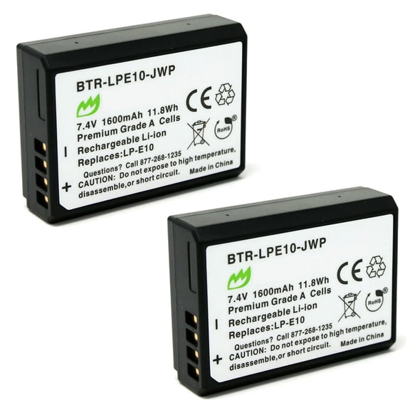 Replacement for Canon EOS Rebel T7 Battery (2-Pack, 1600mAh)