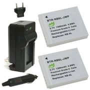 Replacement for Canon NB-6L Battery 2-Pack, 1300mAh and Charger with Car Adapter