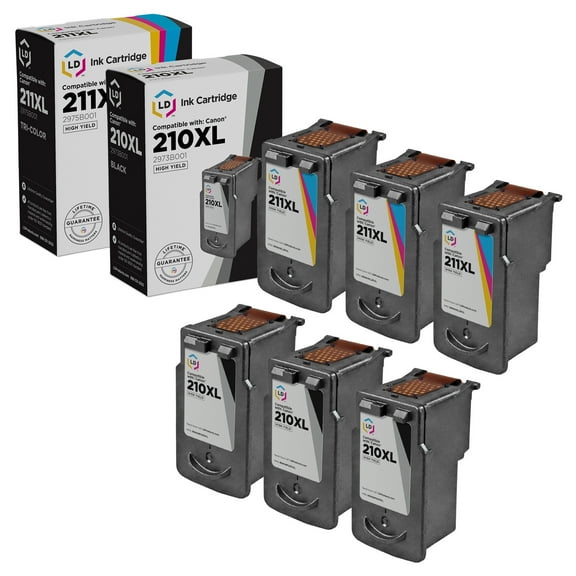 LD Products Compatible Replacement for Canon PG-210XL & CL-211XL Set of 6 High Yield Ink Cartridges