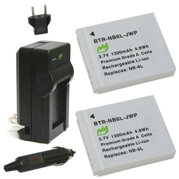 Replacement for Canon PowerShot SX520 HS Battery (2-Pack, 1300mAh) and Charger