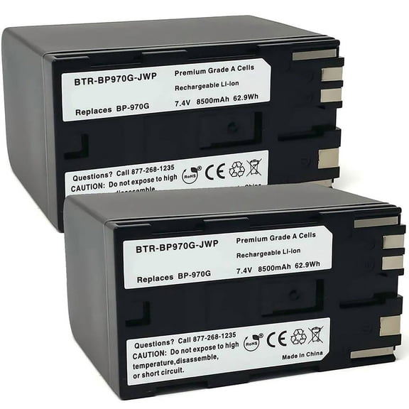 Replacement for Canon V500 Battery (2-Pack, 8500mAh)