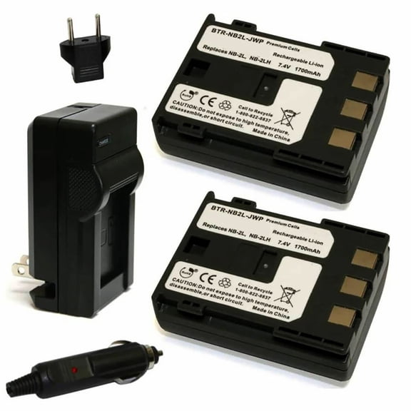 Replacement for Canon VIXIA HF R10 Battery (2-Pack, 1700mAh) and Charger