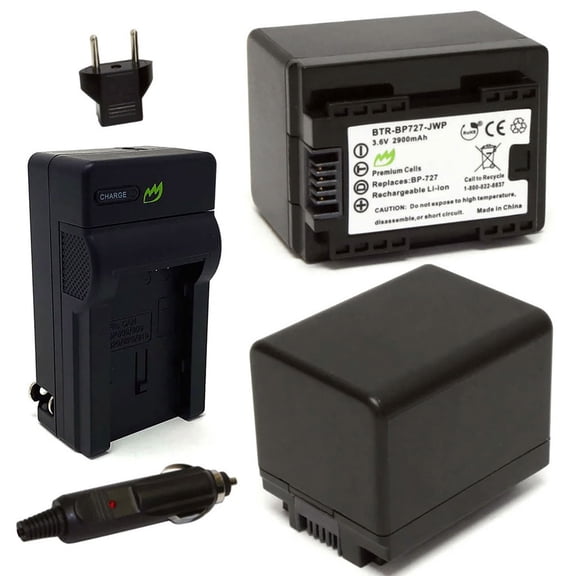 Replacement for Canon VIXIA HF R50 Battery (2-Pack, 2900mAh) and Charger with Car Adapter