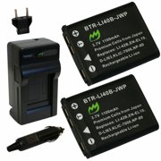 Replacement for Casio Exilim EX-Z800 Battery 2-Pack, 1100mAh and Charger with Car Adapter