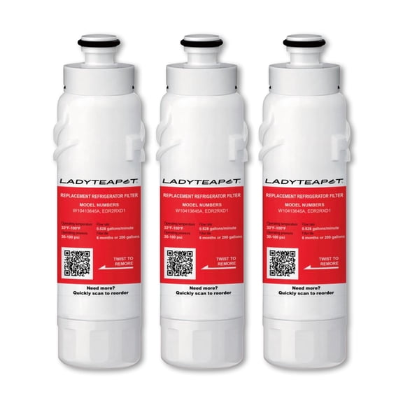 LADYTEAPOT Replacement for EDR2RXD1 Water Filter 2, Compatible with Whirlpool Refrigerator Everydrop 2 W10413645A W10413645 WHR2RXD1, Kenmore 46-9082 46-9903 P6RFWB2 P9RFKB2L Filters (3 Pack)