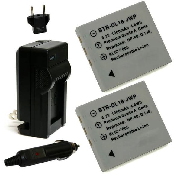 Replacement for Fujifilm NP-40 Battery (2-Pack, 1300mAh) and Charger