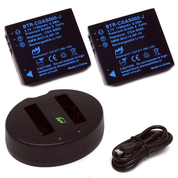 Replacement for Fujifilm NP-70 Battery (2-Pack, 1700mAh) and Dual Charger