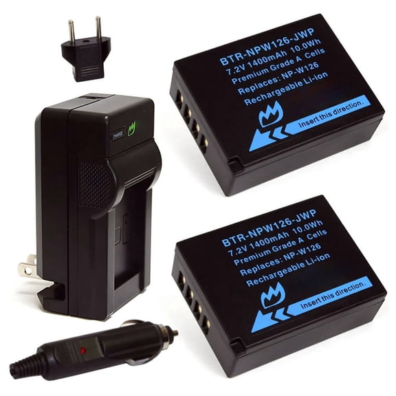 Replacement for Fujifilm X100V Battery (2-Pack, 1400mAh) and Charger with Car Adapter