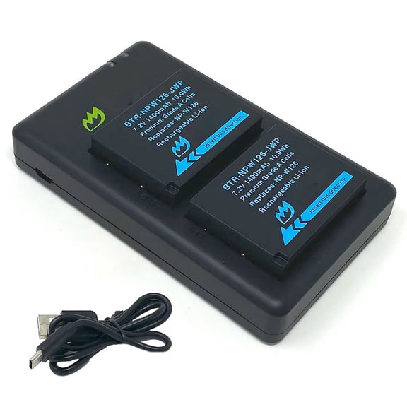 Replacement for Fujifilm X100V Battery (2-Pack, 1400mAh) and Micro USB Dual Charger