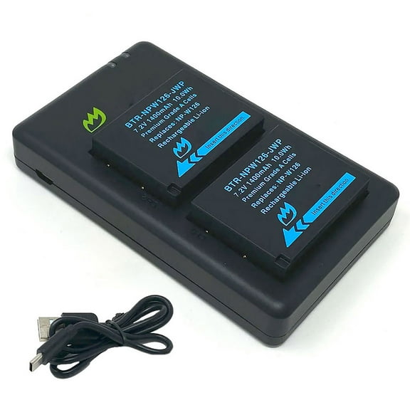 Replacement for Fujifilm X100V Battery (2-Pack, 1400mAh) and Micro USB Dual Charger