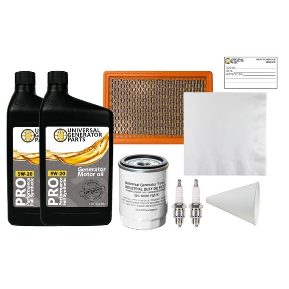 Replacement for Generac A0002074698 maintenance kit with 5W-20 Motor Oil. Replaces kit 0J93210SSM