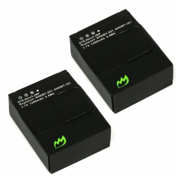 Replacement for GoPro AHDBT-302 Battery (2-Pack, 1200mAh)