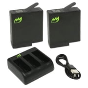 Replacement for GoPro HERO5 Black Battery 2-Pack, 1220mAh and Triple Charger