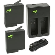 Replacement for GoPro HERO7 Black Battery 2-Pack, 1220mAh and Dual Charger