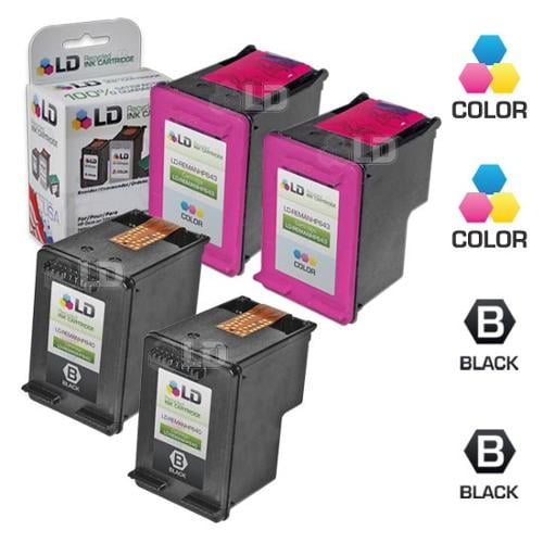 LD Products Compatible Replacement for HP 60 CC640WN & CC643WN Color 2 Blk & 2 Color