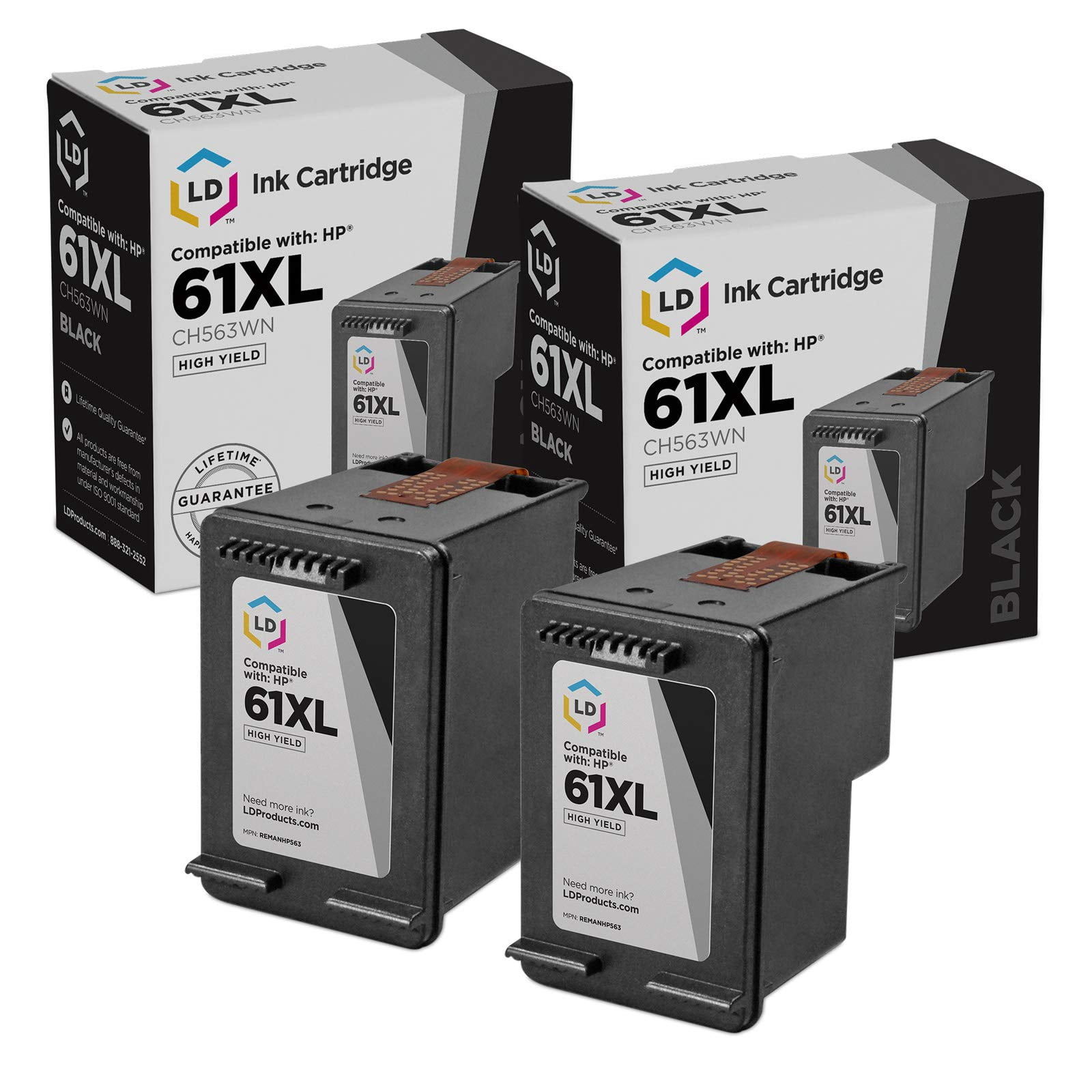 Replacement for HP 61 CH561WN Black Ink Cartridge, 2-Pack - Walmart.com