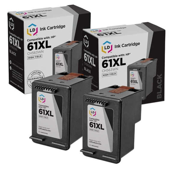Replacement for HP 61 CH561WN Black Ink Cartridge, 2-Pack