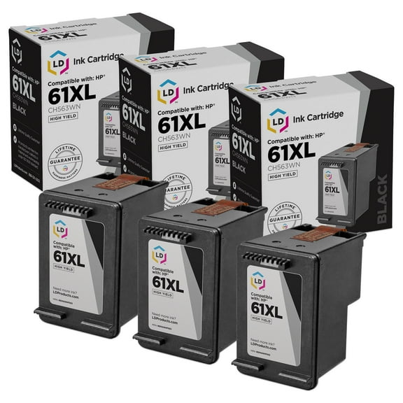 LD Products Compatible Replacement for HP 61 CH561WN Black Ink Cartridge, 3-Pack