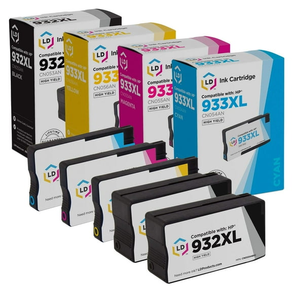 LD Products Compatible Replacement for HP 932XL 933XL 5pk CN053A CN054A CN055A CN056A