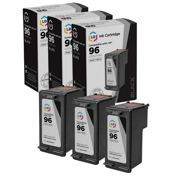 LD Products Compatible Replacement for HP 96 / C8767WN HY Black Ink Cartridge 3-Pack