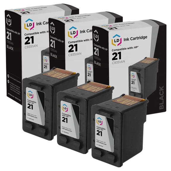 LD Products Compatible Replacement for Ink Cartridges for HP 21 C9351AN Black 3pk