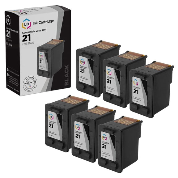LD Products Compatible Replacement for Ink Cartridges for HP 21 C9351AN Black 6pk