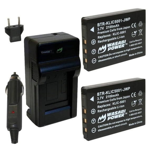 Replacement for Kodak P880 Battery (2-Pack, 2100mAh) and Charger with Car Adapter