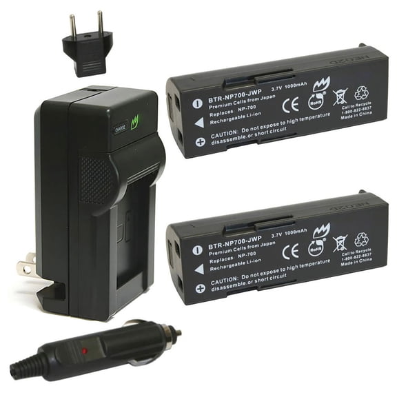 Replacement for Konica Minolta DiMAGE X60 Battery (2-Pack, 1000mAh) and Charger