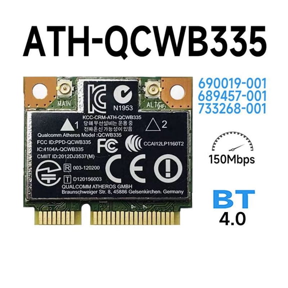 Replacement for Laptop 690019-001 689457-001 733268-001 Atheros AR9565 QCWB335 Mini PCIe WLAN WIFI Wireless Bluetooth Card